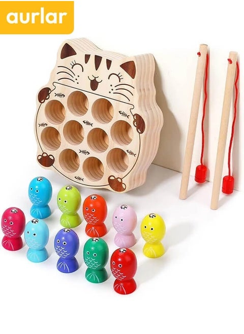 Montessori Baby Wooden Magnetic Fishing Toys, Color Pairing Board Teaching Aids Cognitive Educational Toy For Kids