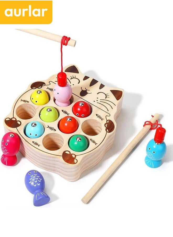 Montessori Baby Wooden Magnetic Fishing Toys, Color Pairing Board Teaching Aids Cognitive Educational Toy For Kids
