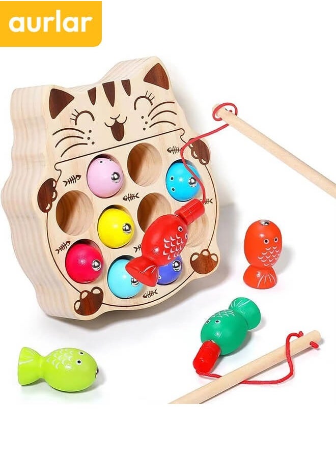 Montessori Baby Wooden Magnetic Fishing Toys, Color Pairing Board Teaching Aids Cognitive Educational Toy For Kids