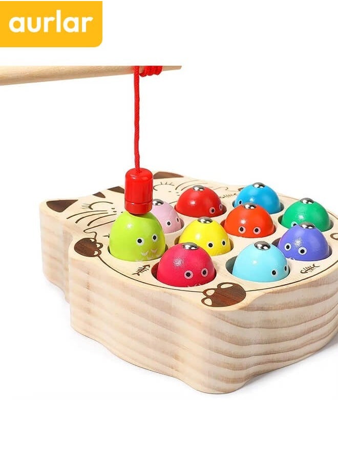 Montessori Baby Wooden Magnetic Fishing Toys, Color Pairing Board Teaching Aids Cognitive Educational Toy For Kids