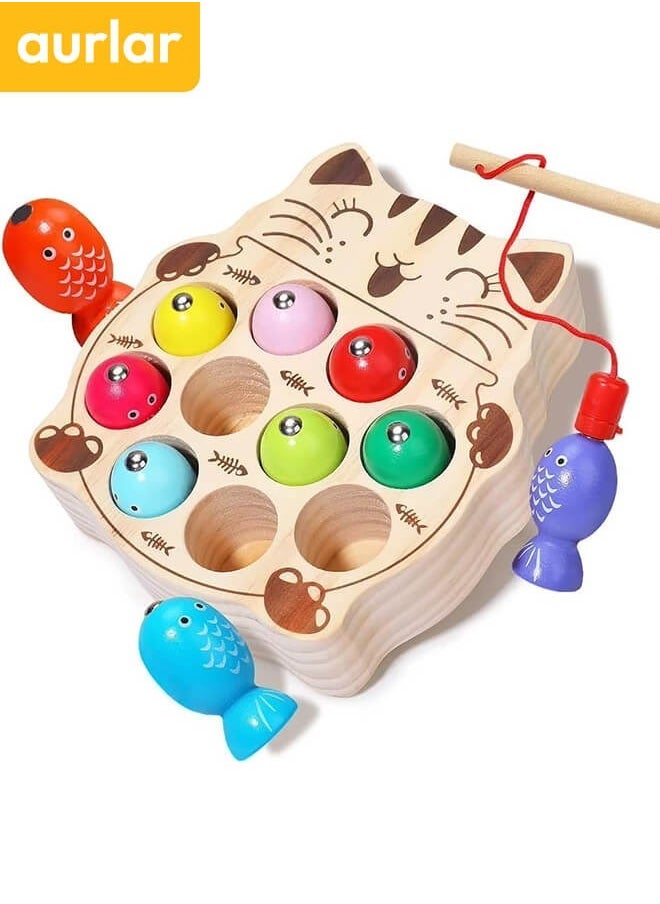 Montessori Baby Wooden Magnetic Fishing Toys, Color Pairing Board Teaching Aids Cognitive Educational Toy For Kids