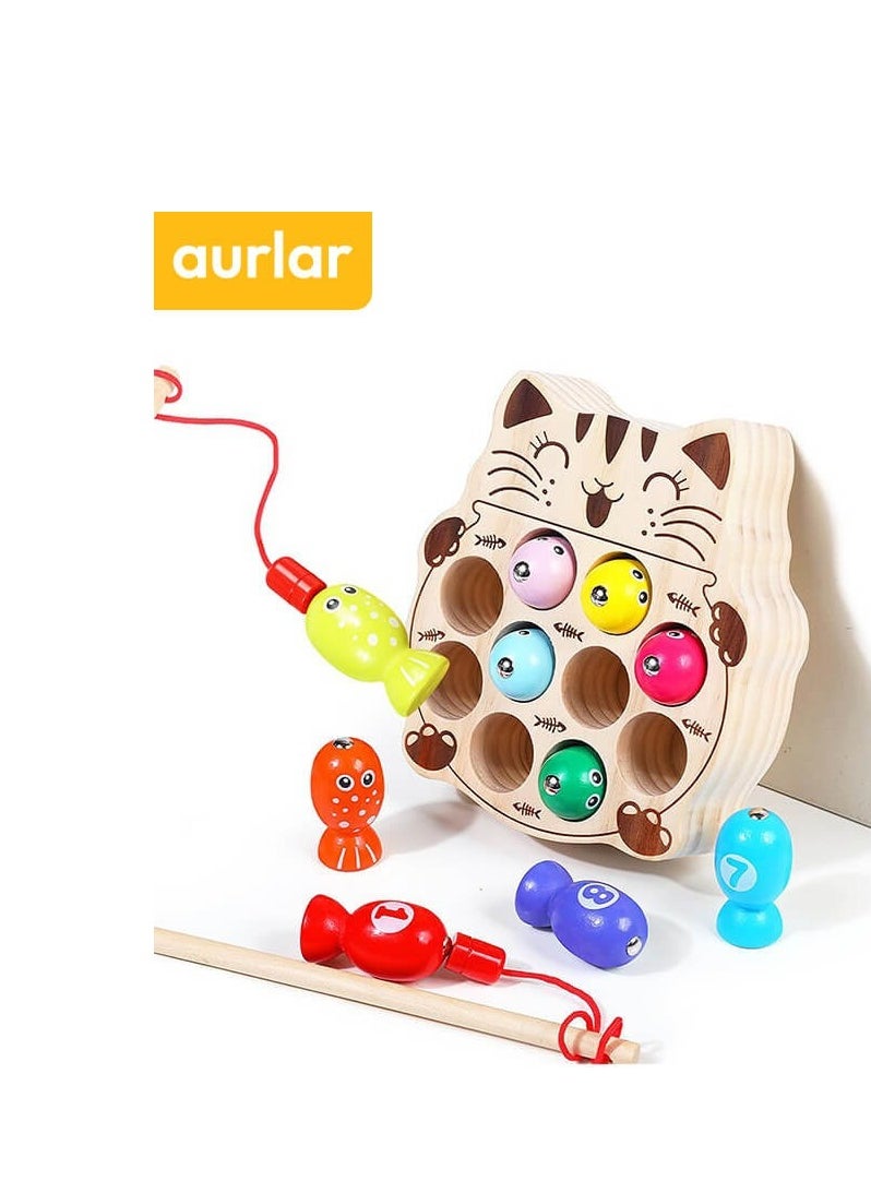 Montessori Baby Wooden Magnetic Fishing Toys, Color Pairing Board Teaching Aids Cognitive Educational Toy For Kids