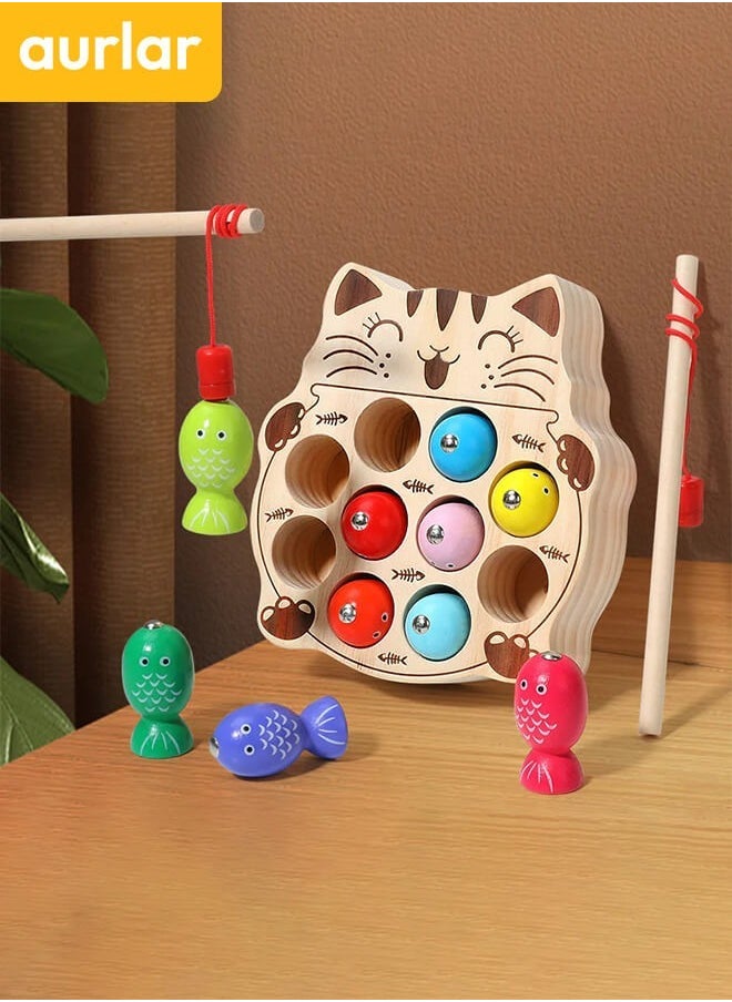 Montessori Baby Wooden Magnetic Fishing Toys, Color Pairing Board Teaching Aids Cognitive Educational Toy For Kids