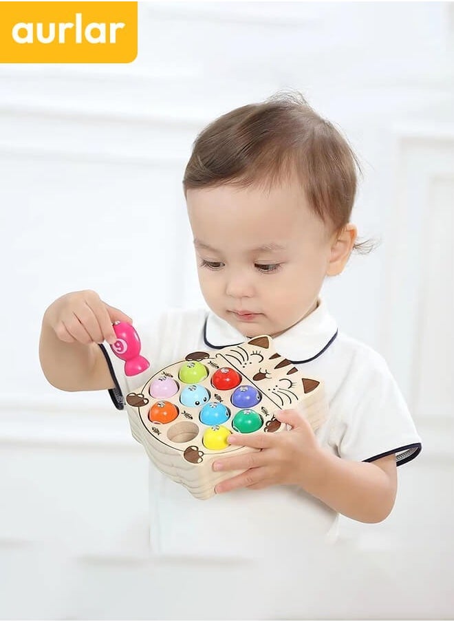 Montessori Baby Wooden Magnetic Fishing Toys, Color Pairing Board Teaching Aids Cognitive Educational Toy For Kids