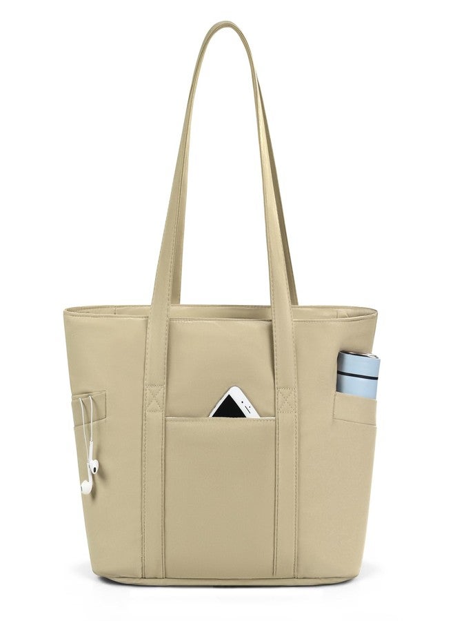 CTWWFS Tote Bag for Women, Travel Essentials Large Tote Bag with Zipper, Top Handle Handbag for Travel, Work, Brown - Image 1