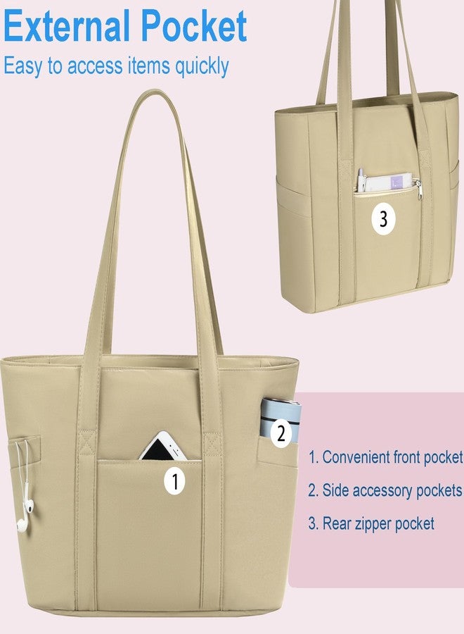 CTWWFS Tote Bag for Women, Travel Essentials Large Tote Bag with Zipper, Top Handle Handbag for Travel, Work, Brown - Image 5