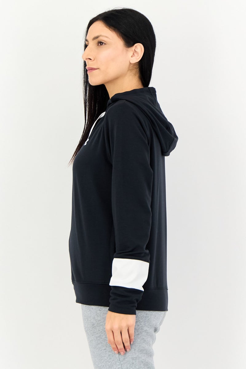 UNDER ARMOUR هودي خارجي فضفاض بأكمام طويلة للنساء، أسود - Image 2