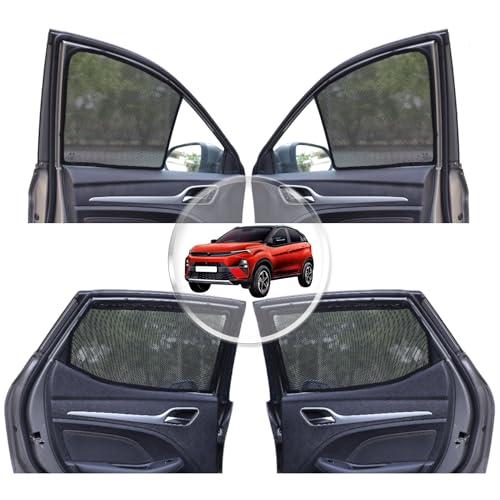 NEODRIFT 'NeoShade' Magnetic Car Sunshades for Tata Nexon (Set of 4 - Front & Rear - Zipper Only on Rear Row)(UV Protection, Magnetic Grip, Privacy & Heat Control) - Image 1