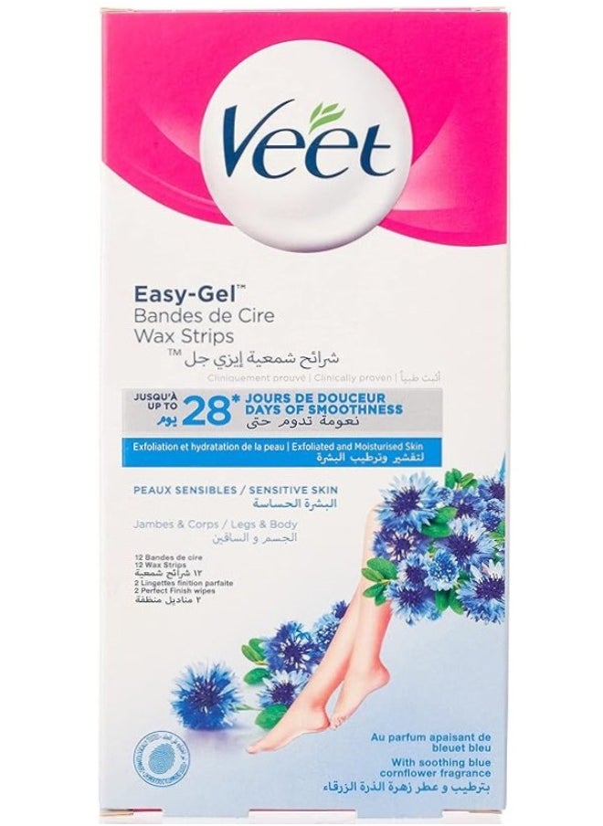 Veet 3 Pcs Veet Easy Gel Wax Strips for Sensitive Skin, 12 Strips  - Image 2