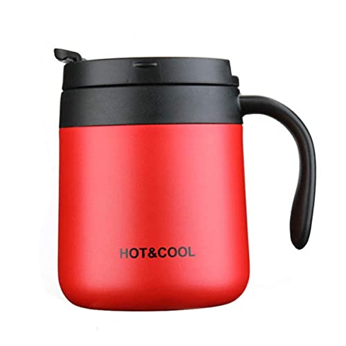 ONICORN® 350ML Coffee Mug with Handle and Sliding Lid,Stainless Steel Travel Tumbler Cup with Handle,Double Wall Vacuum Insulated Camping Cup for Hot & Cold Drinks Tea (1PCS) (RED) - Image 1