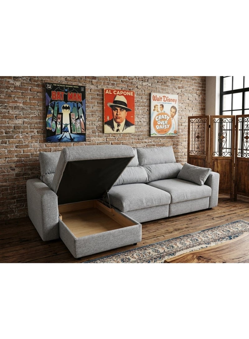 Cheers 3 Seater Sofa Bed | Multifunctional Folding Sectional Couch with Slider Chaise & Storage | Modern Fabric Sleeper Sofa for Living Room, Bedroom & Apartment | Comfortable Convertible Sofa Bed - Image 3