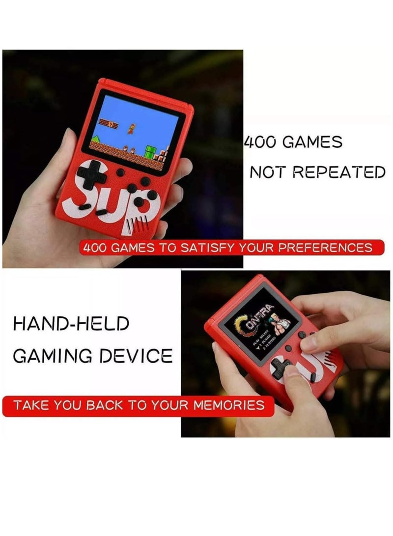 SUP SUP Handheld Game Console with 400 Classic Retro Games, 3-Inch Color Screen, Rechargeable Battery, Portable Mini Gaming Device for Kids & Adults | Yellow - Image 2
