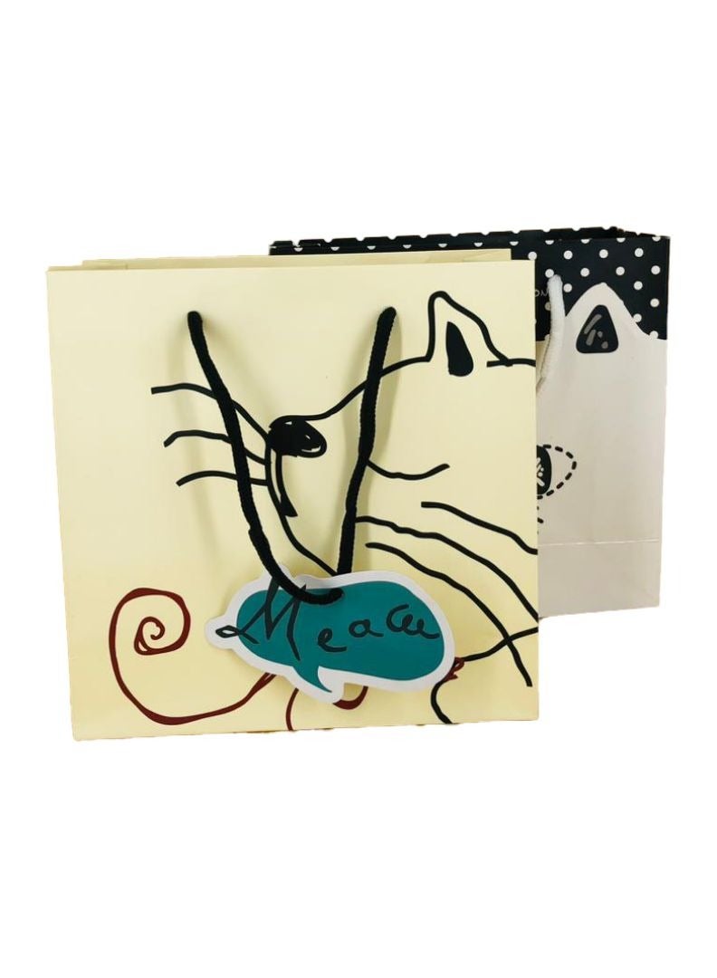Cute Cat Face Gift Bag – 20x20x8 cm, Polka Dot Top, Make Life Full of Love Design (12 pieces) - Image 2
