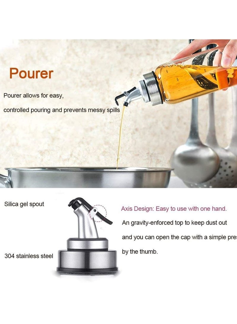 SYOSI 2 Pack Olive Oil Dispenser Bottle, 500ml Vinegar Dispensing Cruets With Dripless Capped Spout, No Drip, Liquid Condiment Container, Glass Decanter for Kitchen & BBQ with Degree Scale - Image 5