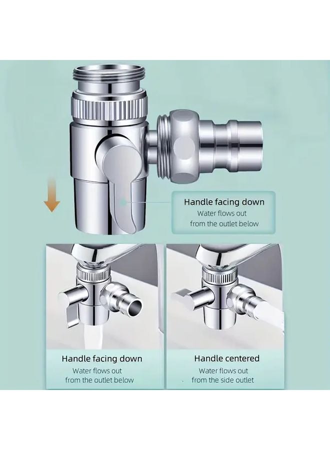 Silvery 304 Stainless Steel 4 Way Faucet Adapter Hot Cold Water Control For Home Use - Image 1