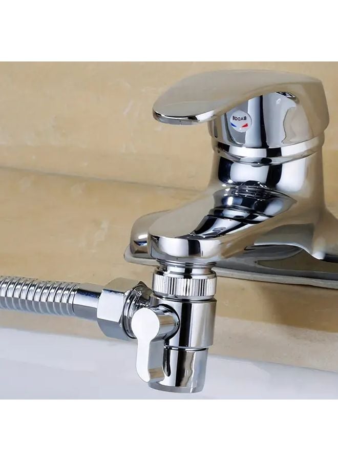 Silvery 304 Stainless Steel 4 Way Faucet Adapter Hot Cold Water Control For Home Use - Image 3