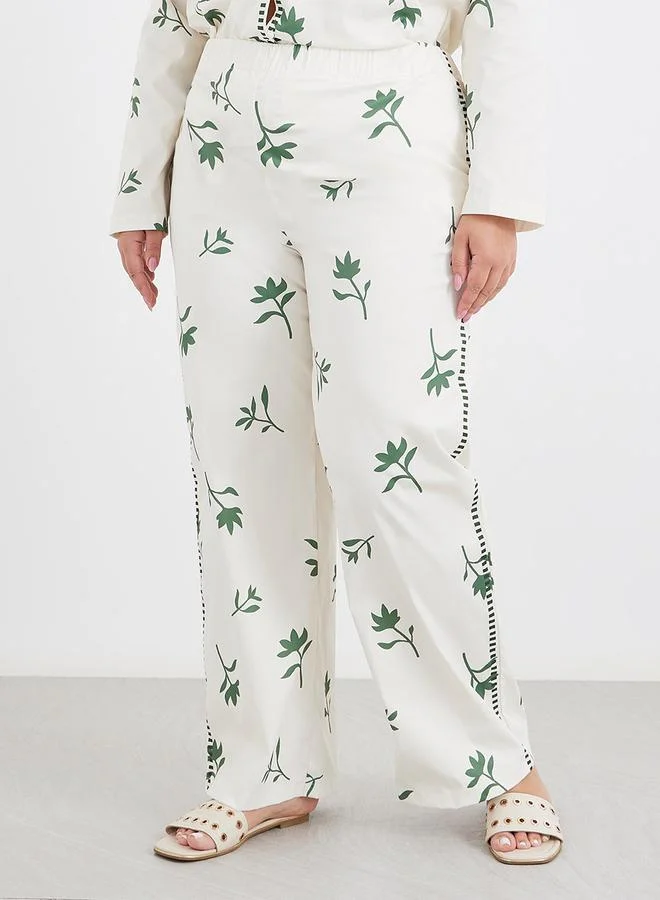 Styli Styli Plus Co-Ords Shirt with Floral Print and Wide Leg Pants