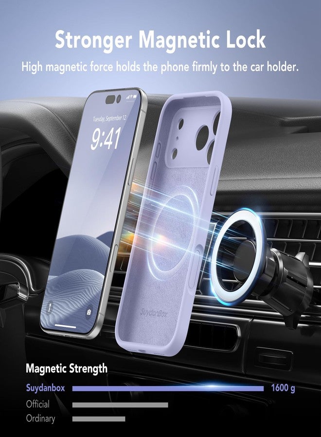 SuydanBox Magnetic for iPhone 17 Pro Case, Compatible with MagSafe, [Full Camera Protection][Screen Protector] Silicone Shockproof Protective Phone Case for iPhone 17 Pro 6.3", Lilac - Image 3