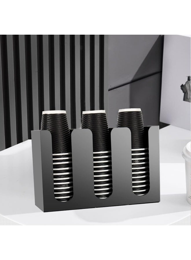 TPGP Disposable Paper Cup Dispenser, Acrylic Coffee Cup and Lid Storage Organizer Holder, Coffee Milk Tea Shop Restaurant Accessories Christmas Party Supplies, 3 Compartments - Image 2