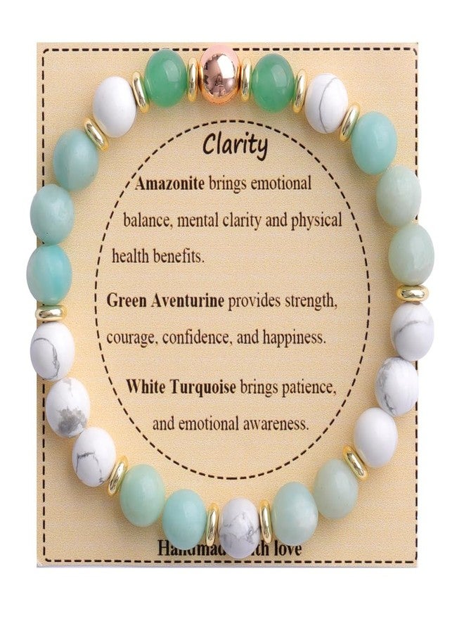 KSQS Healing Stone Bead Bracelet for Women, Natural Gemstones Balance Protection Bracelet, Spiritual Crystal Beads Bracelet Anxiety Relief with Meaning Card(#40) - Image 1