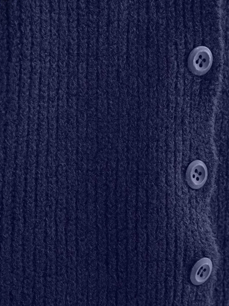 MixRay Navy Blue Mixray Textured V-Neck Button Cardigan for Women | Best Price UAE