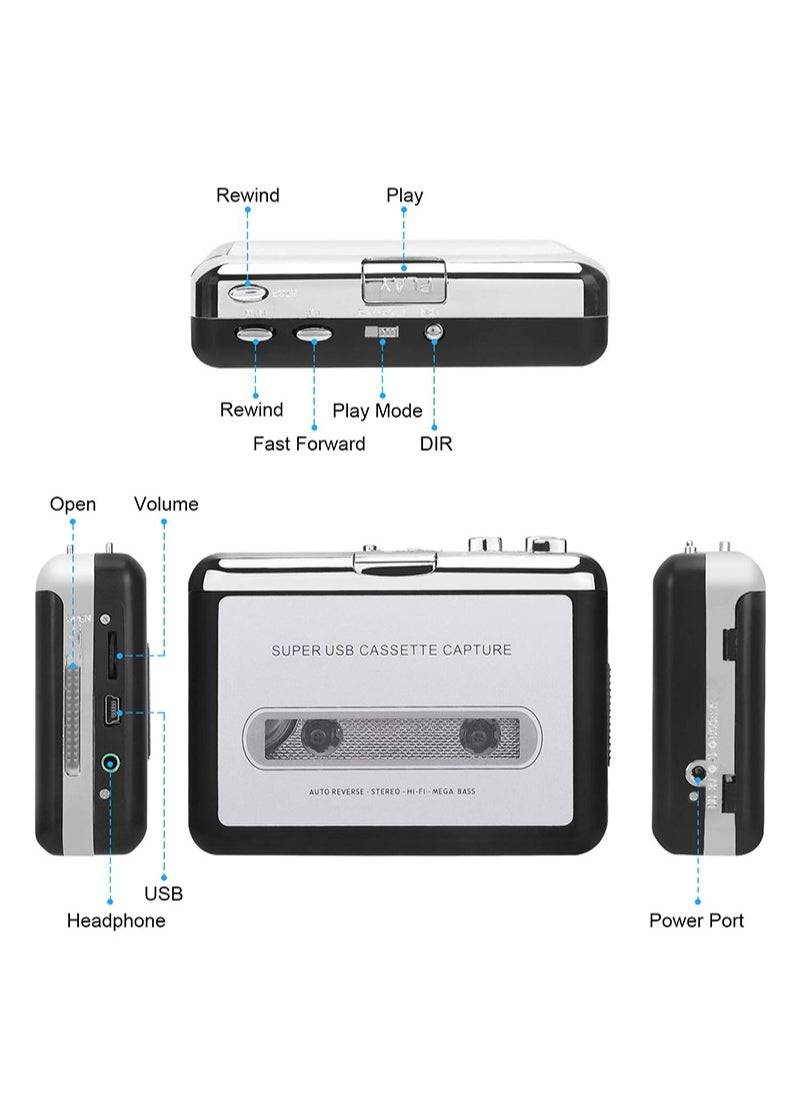 ايكانبو مشغل كاسيت، محول شرائط كاسيت إلى MP3 عبر USB، مشغل موسيقى صوتي محمول، مشغل شرائط كاسيت، مشغل موسيقى صوتي محمول، مشغل شرائط كاسيت إلى MP3 عبر USB  - Image 4