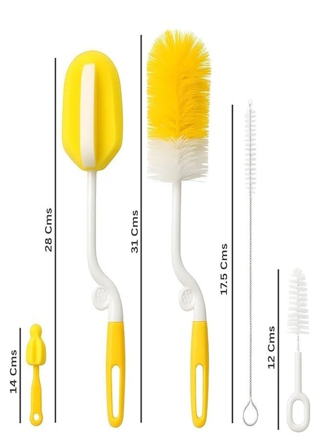 YEPZY ENTERPRISE YEPZY Baby Bottle Cleaning Brush 5Pc Set Feeding Bottle Cleaner Kit with Nipple Brush, Straw Brush & Sponge | Multi-Purpose Nylon Bristles for Baby Bottles, Straws & Accessories. - Image 2