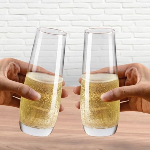 PARACITY Stemless Champagne Flutes 8 oz, Cocktail Glasses, Champagne Glasses Set of 2, Gift for Birthday, Wedding, Christmas - Image 4