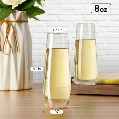 PARACITY Stemless Champagne Flutes 8 oz, Cocktail Glasses, Champagne Glasses Set of 2, Gift for Birthday, Wedding, Christmas - Image 2