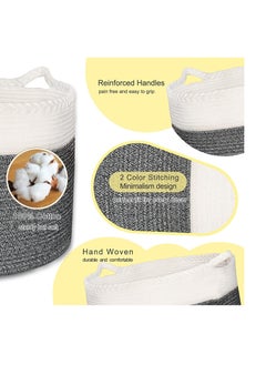 TYCOM TYCOM Cotton Rope Basket Woven Baby Laundry Basket for Blankets Toys Storage Basket with Handle Comforter Cushions Storage Bins Thread Laundry Hamper Blanket, Towels, Home Storage Container Dark Grey  - Image 2