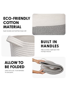 TYCOM TYCOM Cotton Rope Basket Woven Baby Laundry Basket for Blankets Toys Storage Basket with Handle Comforter Cushions Storage Bins Thread Laundry Hamper Blanket, Towels, Home Storage Container Dark Grey  - Image 3