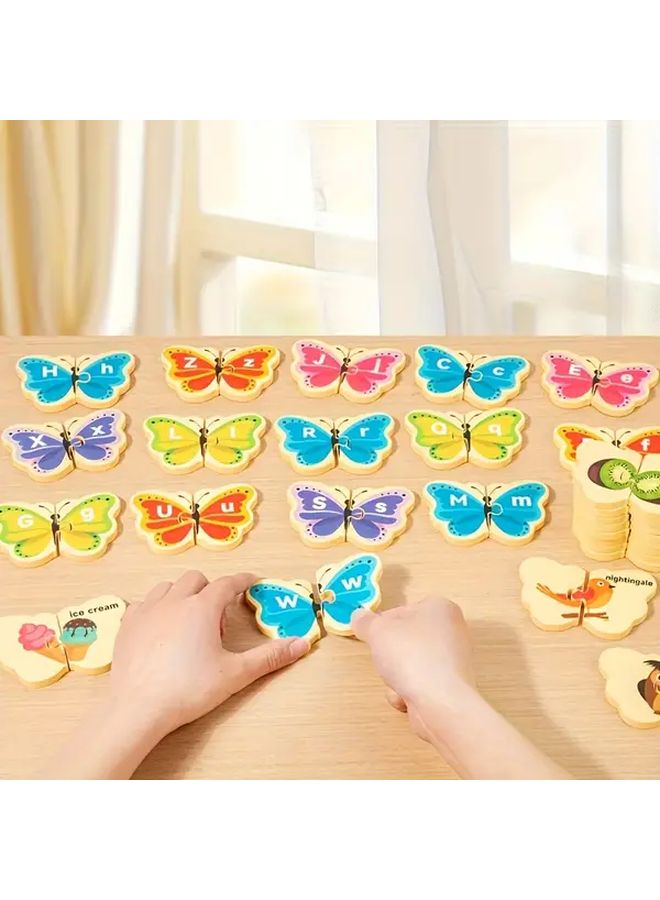 Wooden Butterfly Shape English Word Puzzle Cognitive Letters Educational Toy Christmas Gift - Image 5
