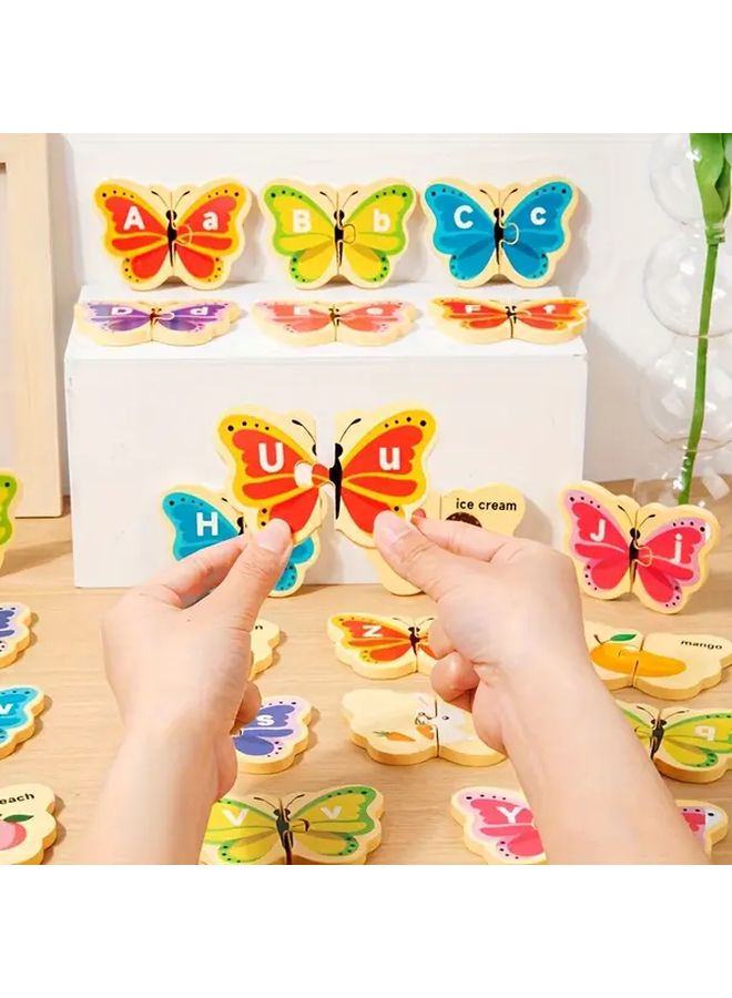 Wooden Butterfly Shape English Word Puzzle Cognitive Letters Educational Toy Christmas Gift - Image 2