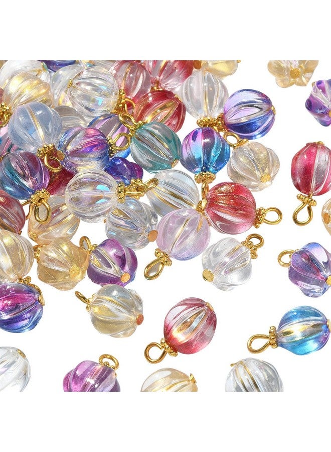 Ipotkitt 100 Pcs Mixed Color Glass Pumpkin Charms Crystal Cute Plant Pumpkin Charms With Antique Style Spacer Bead For Diy Jewelry Making Crafts - Image 1