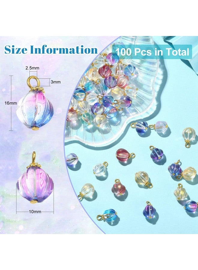 Ipotkitt 100 Pcs Mixed Color Glass Pumpkin Charms Crystal Cute Plant Pumpkin Charms With Antique Style Spacer Bead For Diy Jewelry Making Crafts - Image 2