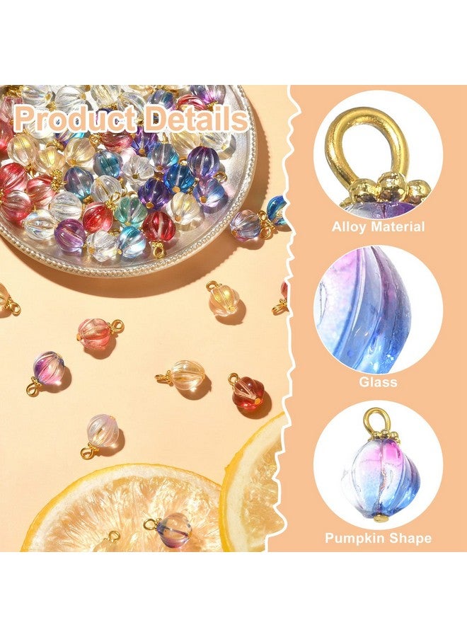 Ipotkitt 100 Pcs Mixed Color Glass Pumpkin Charms Crystal Cute Plant Pumpkin Charms With Antique Style Spacer Bead For Diy Jewelry Making Crafts - Image 4