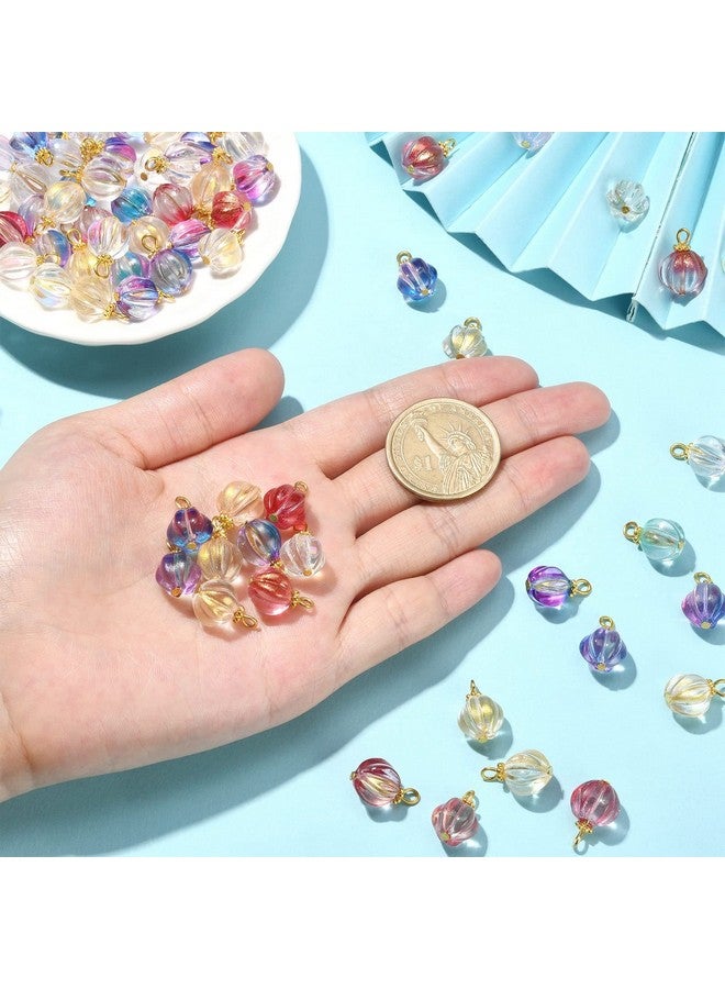Ipotkitt 100 Pcs Mixed Color Glass Pumpkin Charms Crystal Cute Plant Pumpkin Charms With Antique Style Spacer Bead For Diy Jewelry Making Crafts - Image 3