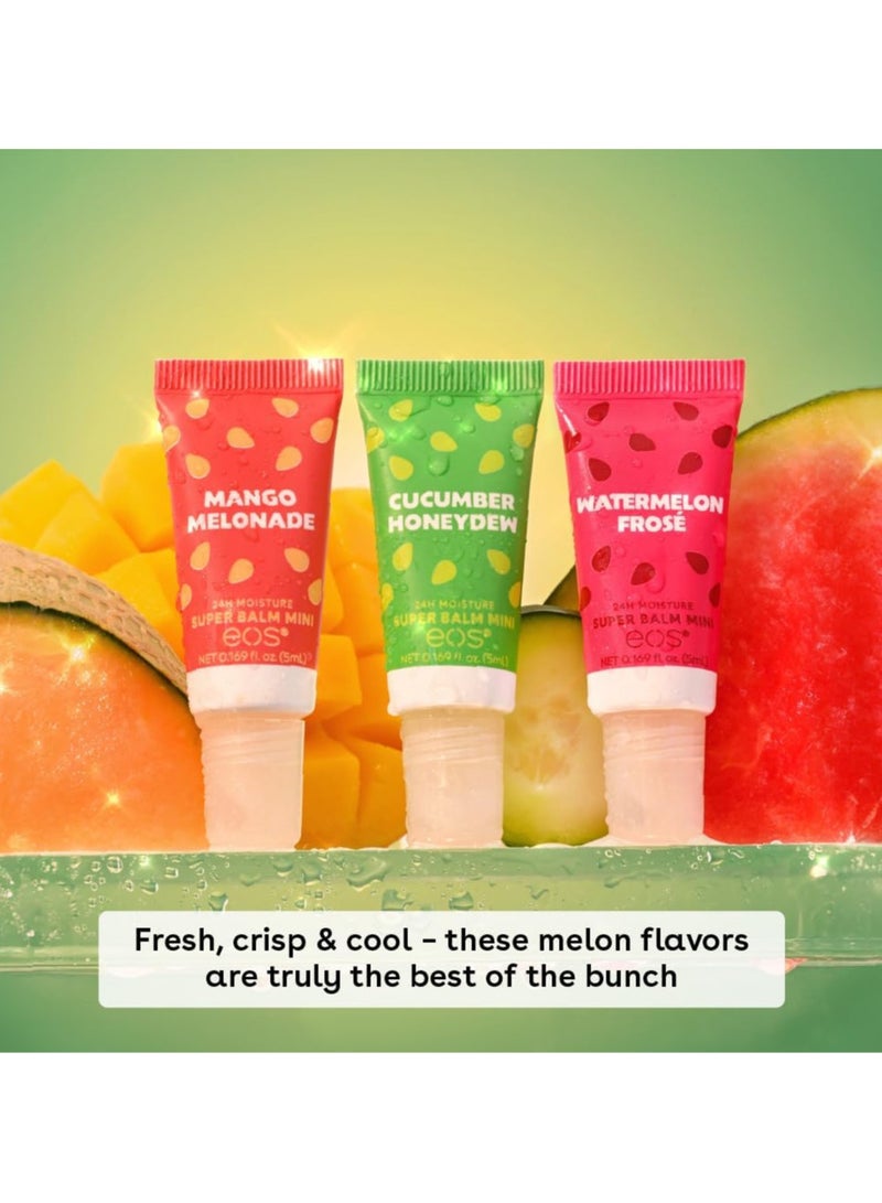 EOS 24H Moisture Super Balm Minis- Melon Magic, Lip Mask 0.169 fl oz 3-Pack Mango Melonade, Cucumber - Image 2