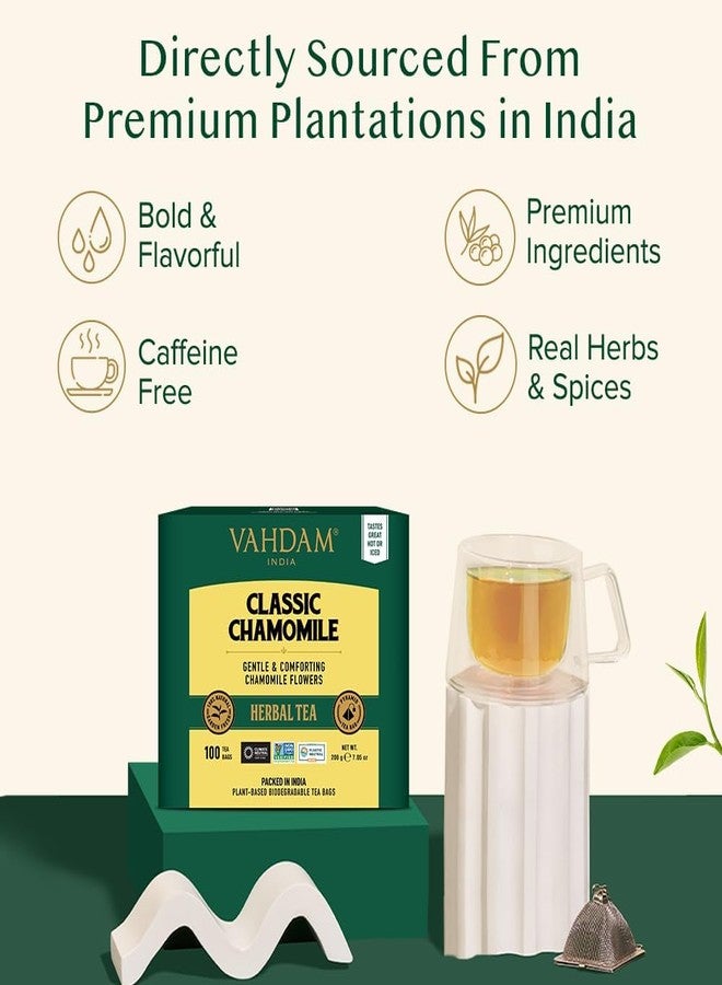 VAHDAM, Chamomile Herbal Tea (100 Pyramid Tea Bags) Resealable Ziplock Pouch | Caffeine Free, Non GMO, Gluten Free | 100% Pure Tisane - Sweet & Floral | Made With Natural Chamomile Flowers - Image 3