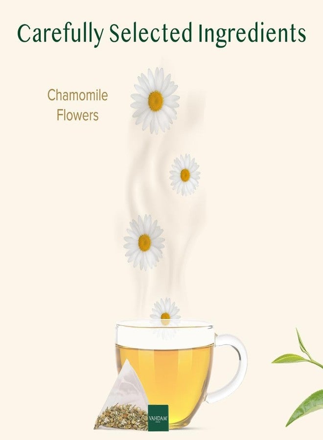 VAHDAM, Chamomile Herbal Tea (100 Pyramid Tea Bags) Resealable Ziplock Pouch | Caffeine Free, Non GMO, Gluten Free | 100% Pure Tisane - Sweet & Floral | Made With Natural Chamomile Flowers - Image 2