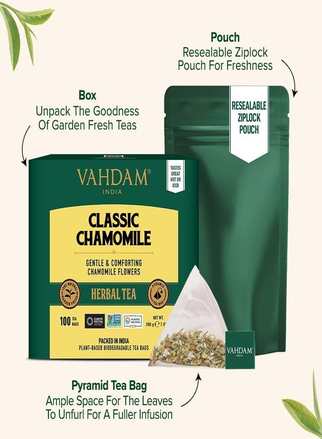 VAHDAM, Chamomile Herbal Tea (100 Pyramid Tea Bags) Resealable Ziplock Pouch | Caffeine Free, Non GMO, Gluten Free | 100% Pure Tisane - Sweet & Floral | Made With Natural Chamomile Flowers - Image 4