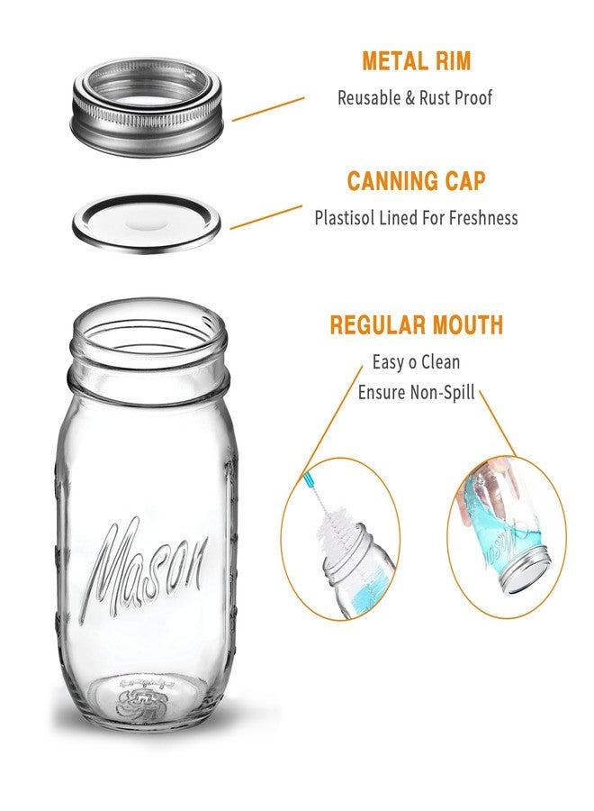 ELAORY Classic 16 Oz Mason Jars, 6 Pack Canning Jars, Regular Mouth, Airtight & Leak Proof, Dishwasher Safe, Microwave & Freezer Safe, 3.2 x 4.5 x 5.5 inches - Image 4