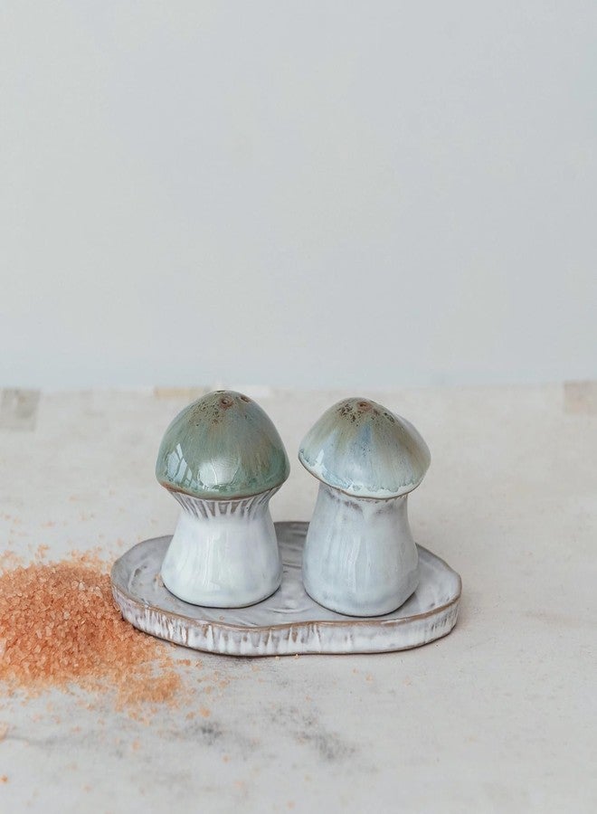 The Bridge Collection Mushroom Salt and Pepper Shaker Set - Earthy Woodland Dining Accessories - Charming Farmhouse Kitchen Accent - Decorative Spice Shakers with Tray - Image 3