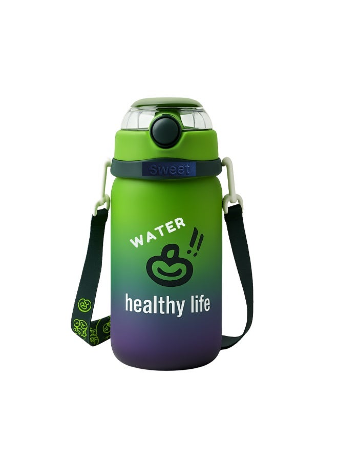 VIO Kids Leakproof Water Bottle with Soft Straw Capacity Marker Colorful Toddler Spill Proof Sippy Cup with Flip Top Lid Drinking Tumbler with Strap BPA Free Tritan Water Bottle Kids Hydration Sipper Bottle 850 ML for Boys Girls School Preschool Nursery Indoor Outdoor Travel Use - Image 1