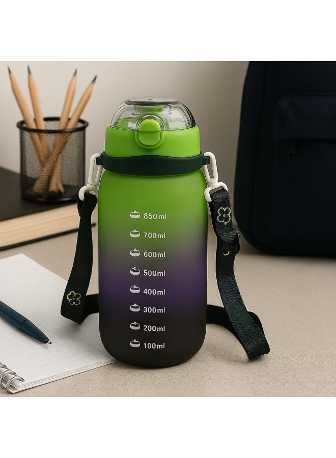 VIO Kids Leakproof Water Bottle with Soft Straw Capacity Marker Colorful Toddler Spill Proof Sippy Cup with Flip Top Lid Drinking Tumbler with Strap BPA Free Tritan Water Bottle Kids Hydration Sipper Bottle 850 ML for Boys Girls School Preschool Nursery Indoor Outdoor Travel Use - Image 2
