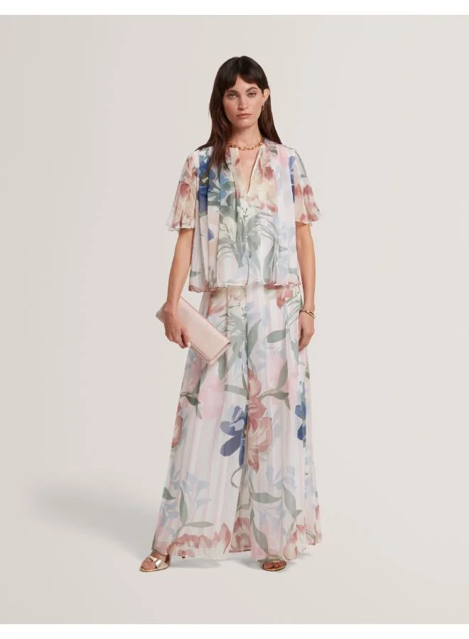 Ted Baker  Pleat Printed Flared Sleeve Top for Women | Best Price UAE