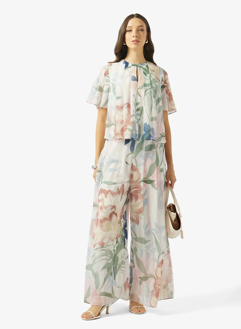 Ted Baker  Pleat Printed Flared Sleeve Top for Women | Best Price UAE