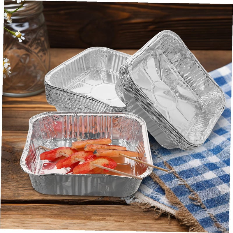 Stackable Square Aluminum Foil Baking Pans 30pcs for Air Fryer Oven Food Storage - Image 5