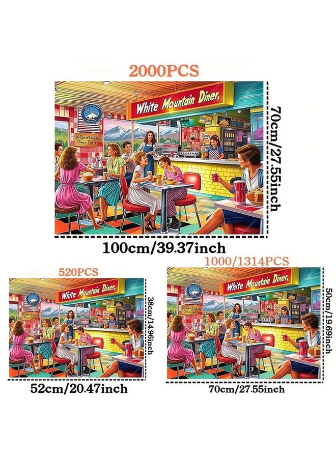 لغز بازل 1000 قطعة مشهد مقهى قديم 19.69x27.56 بوصة فن ريترو للبالغين والمراهقين - Image 3