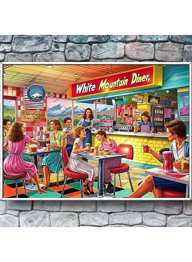 لغز بازل 1000 قطعة مشهد مقهى قديم 19.69x27.56 بوصة فن ريترو للبالغين والمراهقين - Image 5